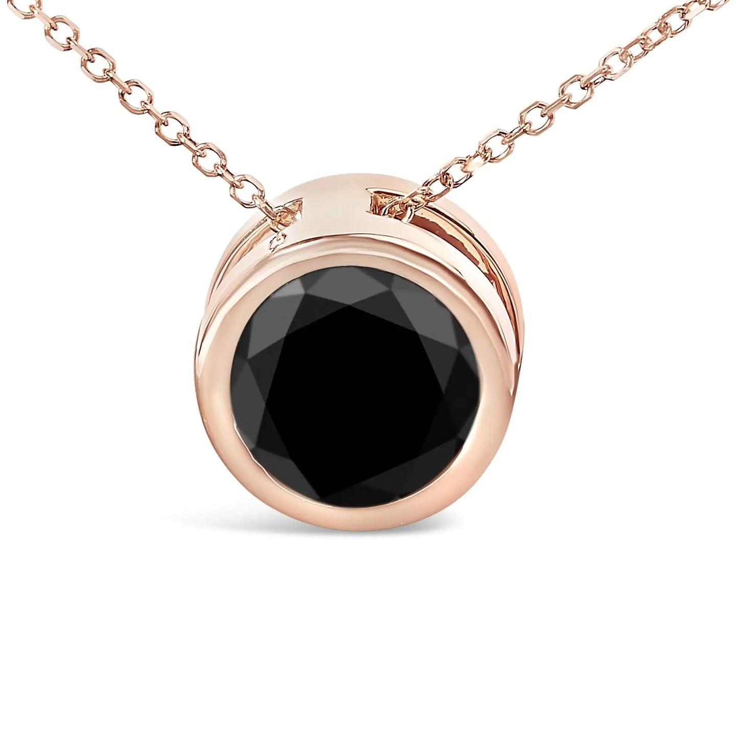 Rose Gold Black Diamond Solitaire Pendant Necklace