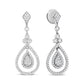 White Gold Round Diamond Openwork Teardrop-Shaped Dangle Earrings