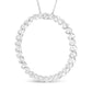 Silver Diamond Spiral-Curved Circle Pendant Necklace