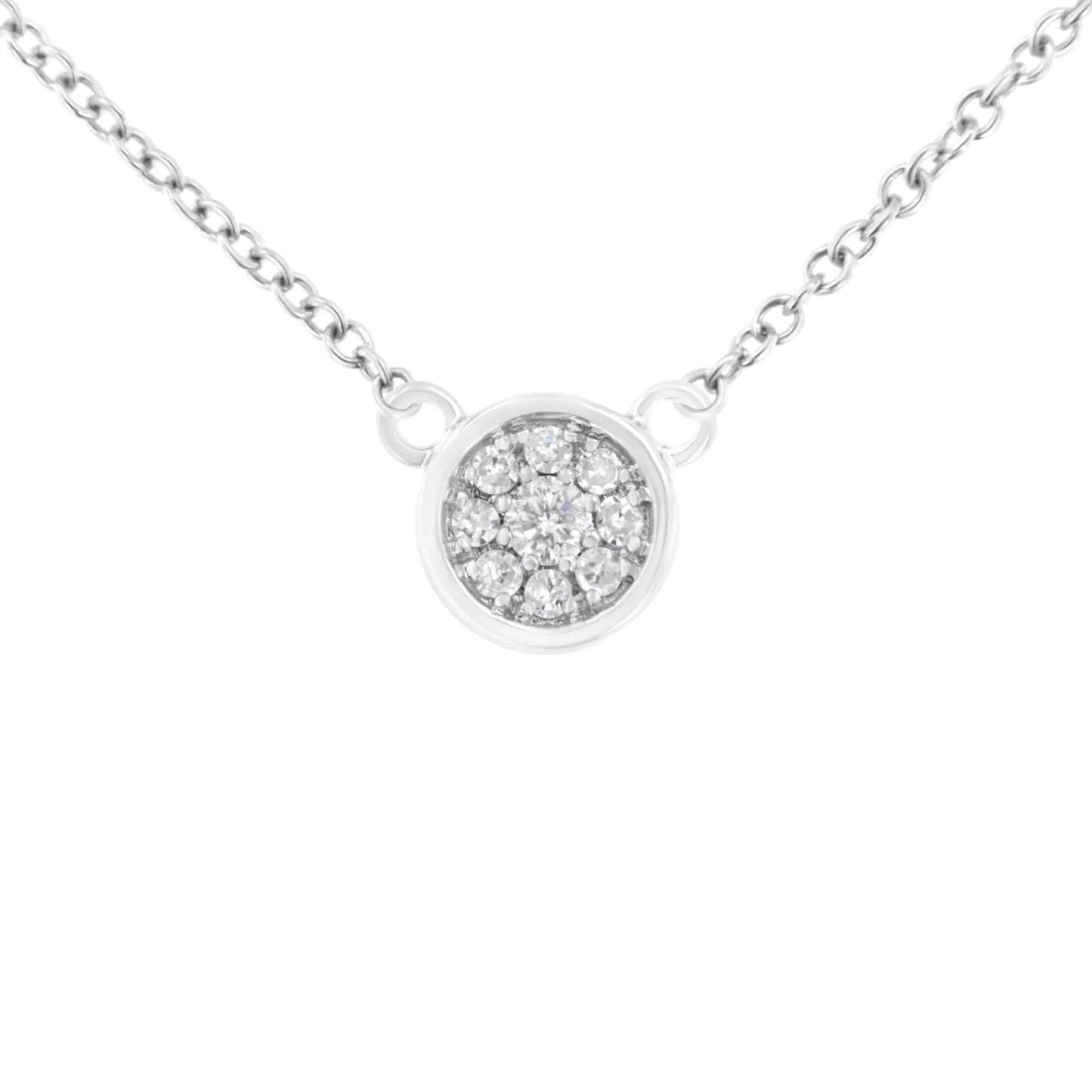 White Gold Diamond Flower Pendant Necklace