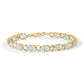 Yellow Gold Diamond Five-Stone Floral Cluster and X-Link Bracelet