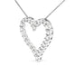 Silver Diamond Open Heart Pendant Necklace