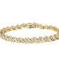 Yellow Gold Round-and-Baguette-Cut S-Link Bracelet