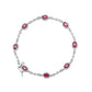 White Gold Oval Ruby and Diamond Link Bracelet