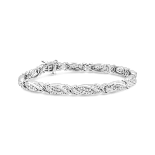 Silver Diamond X-Link Bracelet