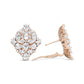 Rose Gold Pear-and-Round Diamond Floral-Cluster Earrings