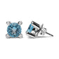 White Gold Round Diamond and Round Sky-Blue Topaz Gemstone Stud Earrings