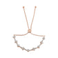 Rose-Gold-Vermeil or Yellow-Gold-Vermeil or White-Gold-Vermeil Silver Pavé-Set Diamond Accent Heart-and-Wave Link Bolo Bracelet