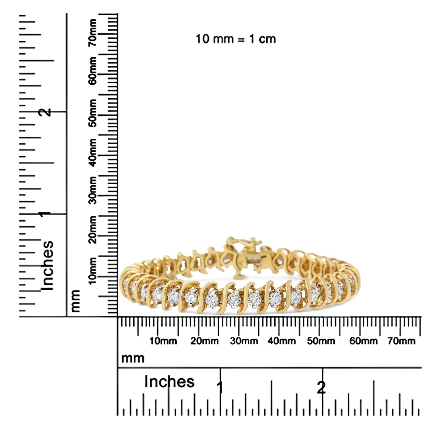 Yellow Gold S-Link Wrapped Round Brilliant-Cut Diamond Tennis Bracelet