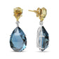 White-and-Yellow Gold Diamond with Pear-Cut Lemon Quartz and Pear-Cut London Blue Topaz Gemstone Dangle Earrings