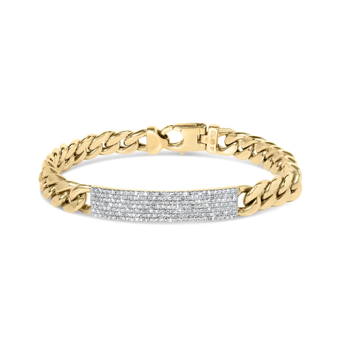 Yellow Gold Diamond ID Cuban Bracelet