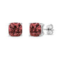 White Gold Lab-Grown Pink Cushion Four-Prong-Set Classic Diamond Solitaire Stud Earrings