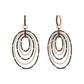 Rose Gold Round Black-and-White Diamond Graduated Hoop Dangle Earrings