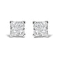 Silver Invisible-Set Princess Diamond Composite Quad Stud Earrings