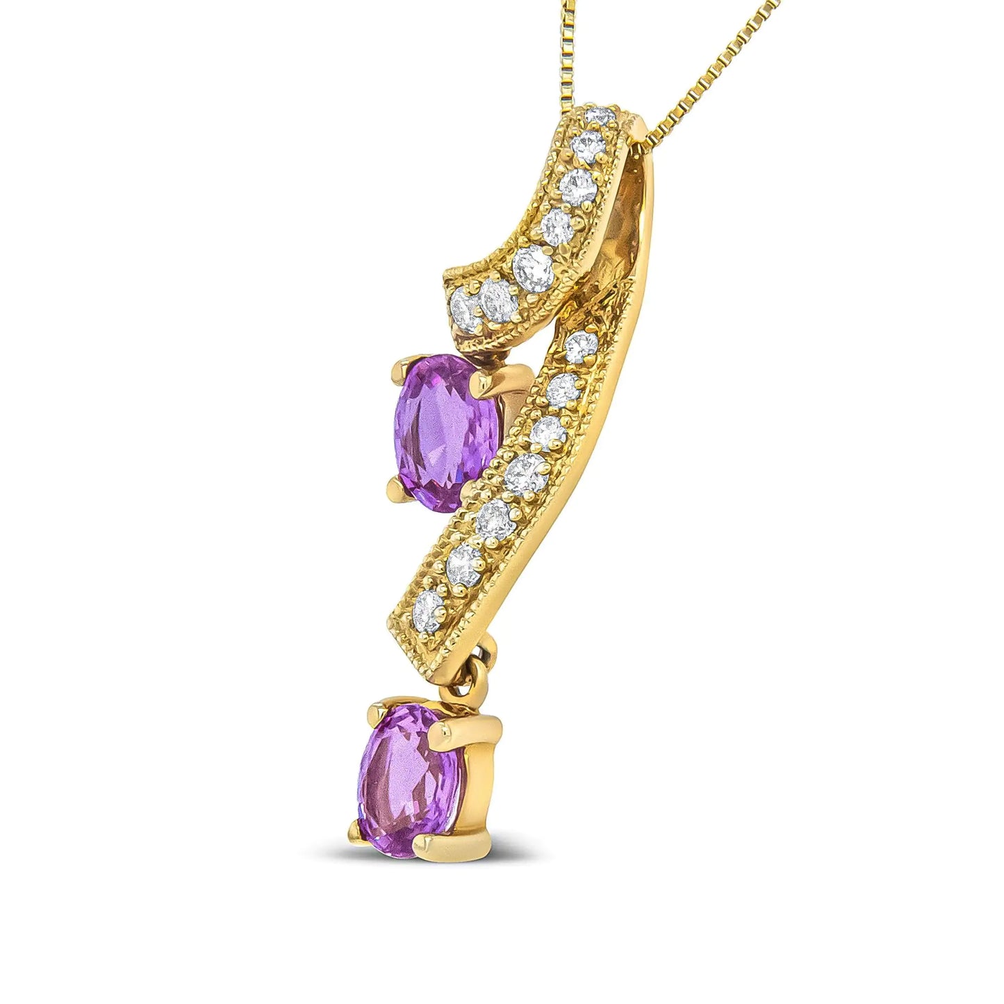 Yellow Gold Sapphire and Diamond Pendant Necklace