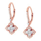 Rose Gold Diamond Flower Drop-Dangle Earrings