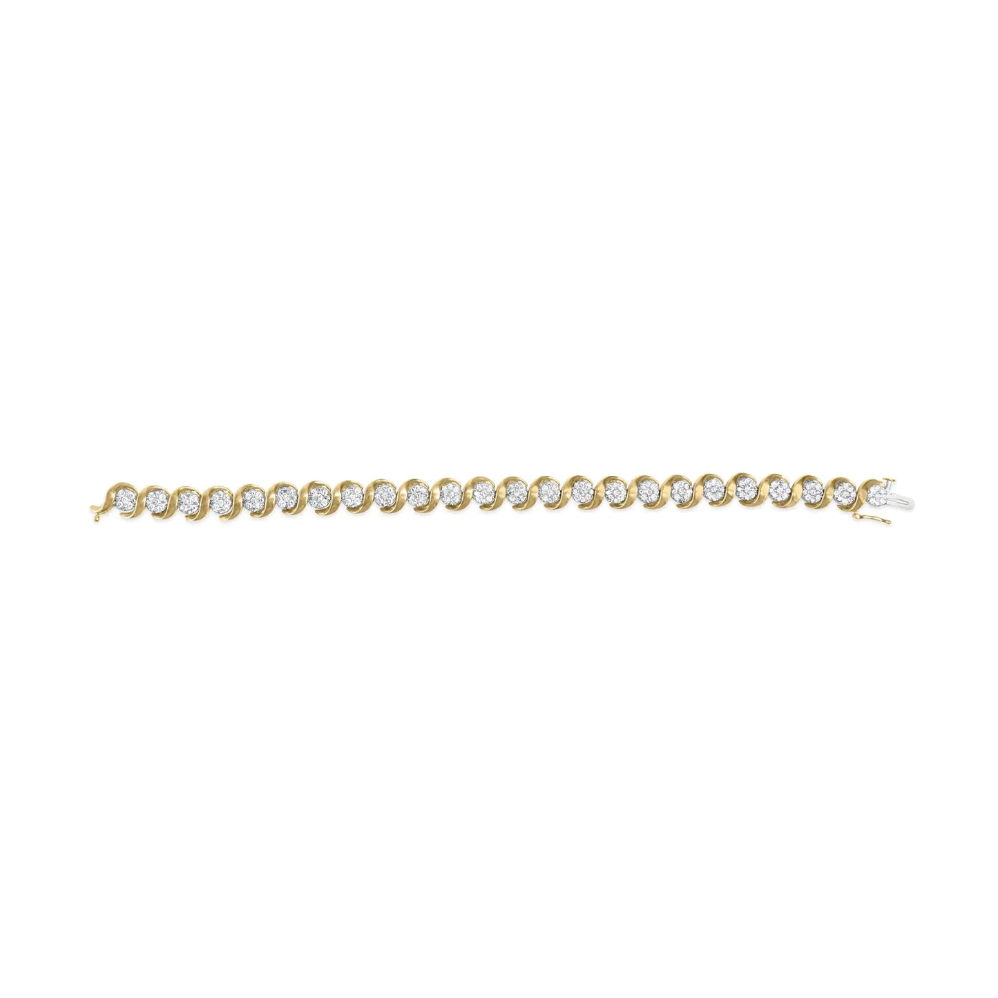 Yellow Gold Round-Cut Diamond Floral-Link Bracelet