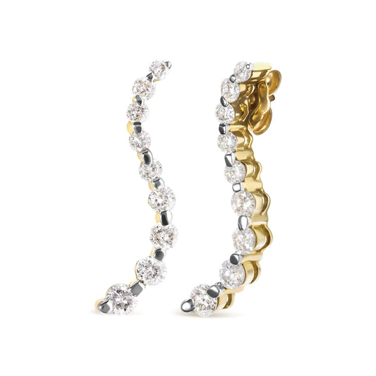 Yellow Gold Diamond Graduated Journey Stud Earrings