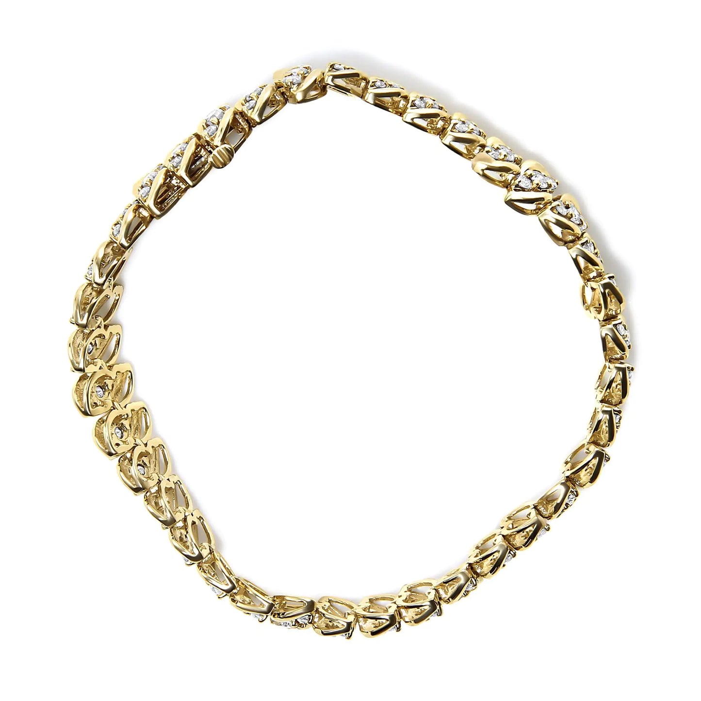 Yellow Gold Diamond Double-Row S-Link Cuban Bracelet