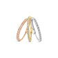 Yellow-and-White-and-Rose Gold Diamond Triple-Hoop Earrings