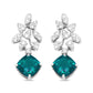 White Gold Diamond and Green Emerald Drop Earrings