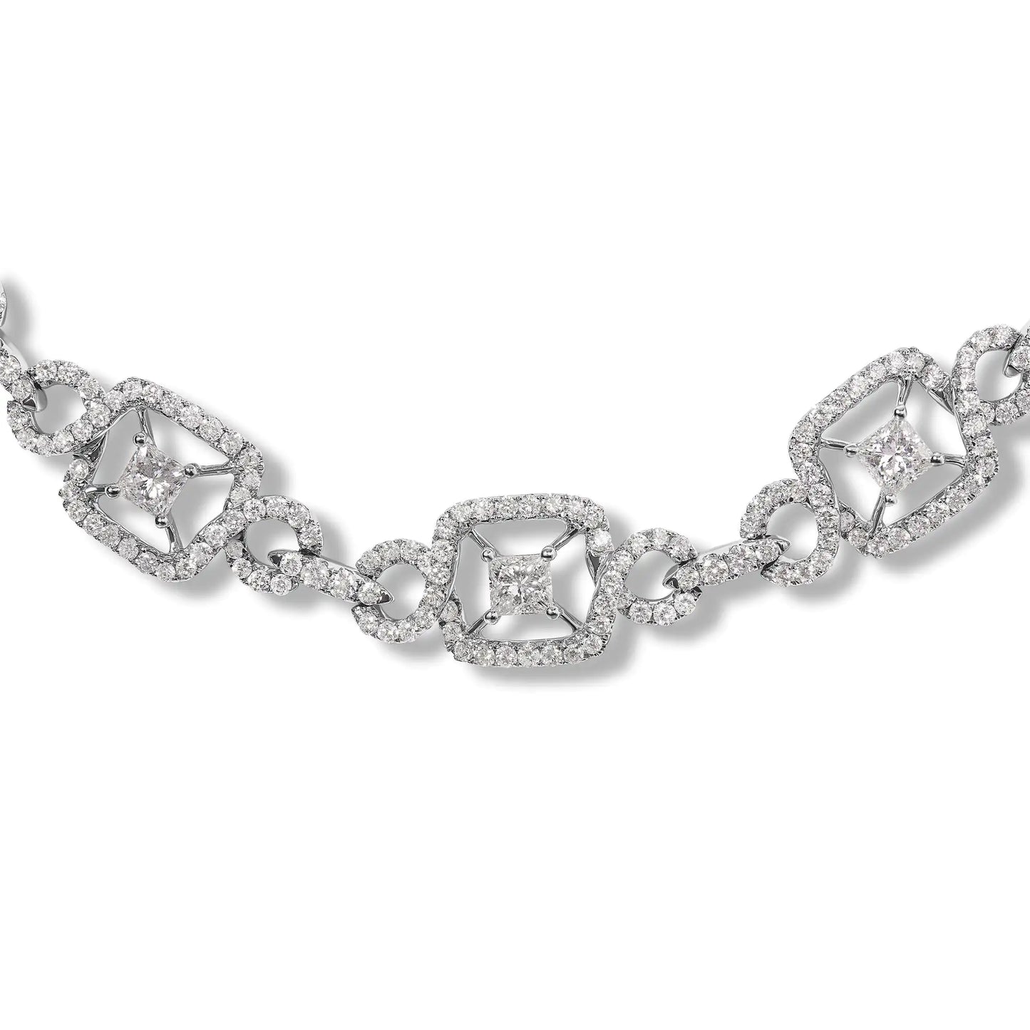 White Gold Diamond "Duchess" Station-and-Link-Collar Necklace