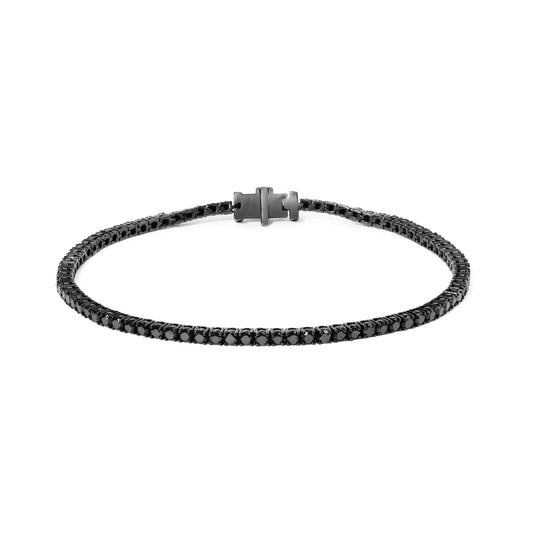 Black-Rhodium-Plated Silver Black Diamond Tennis Bracelet