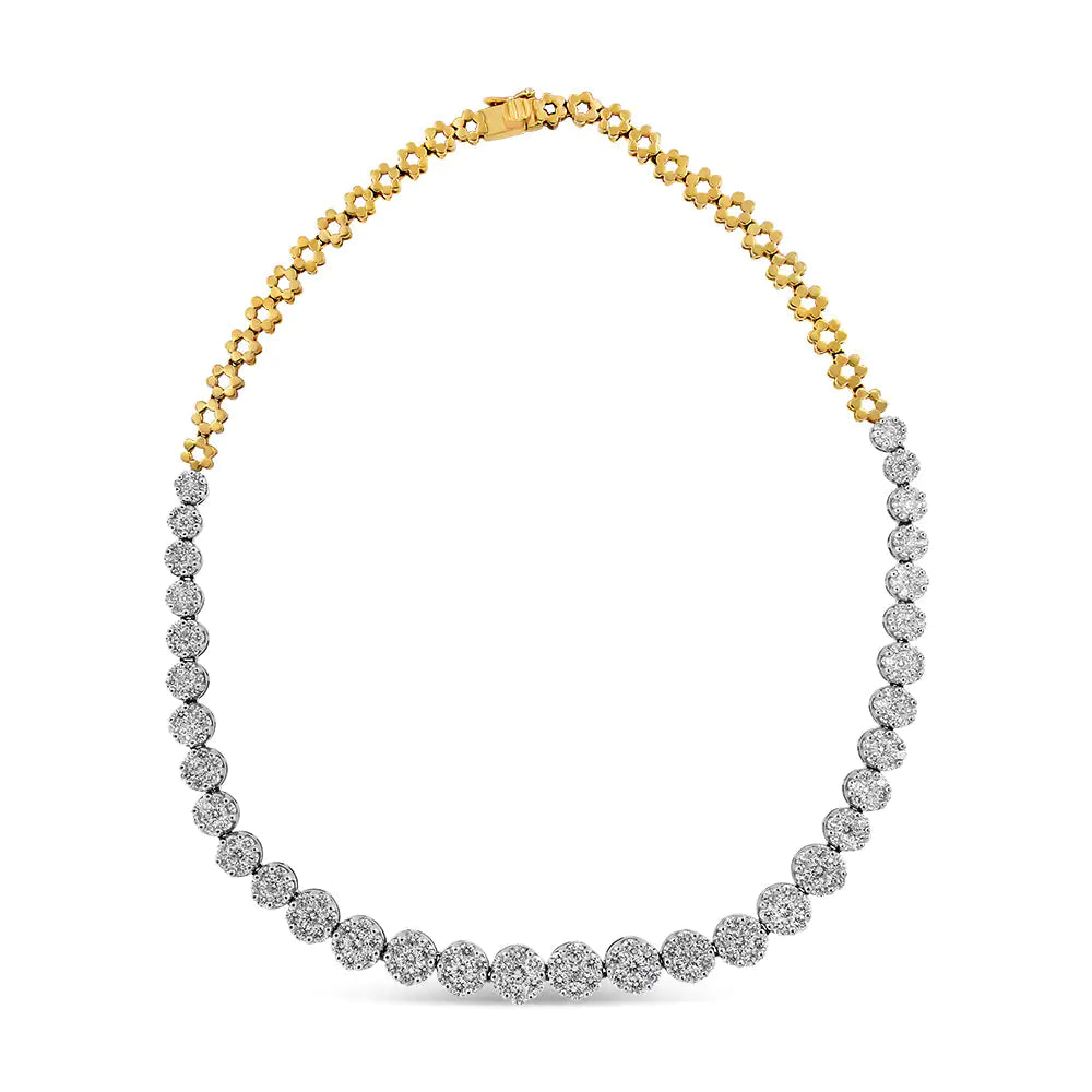 Yellow Gold Pavé-Set Round-Cut Diamond Riviera Statement Necklace