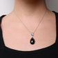 Rhodium-Plated White Gold Diamond Accent and Pear-Cut Sky-Blue Topaz and Pear-Cut Black Onyx Dangle-Drop Pendant Necklace