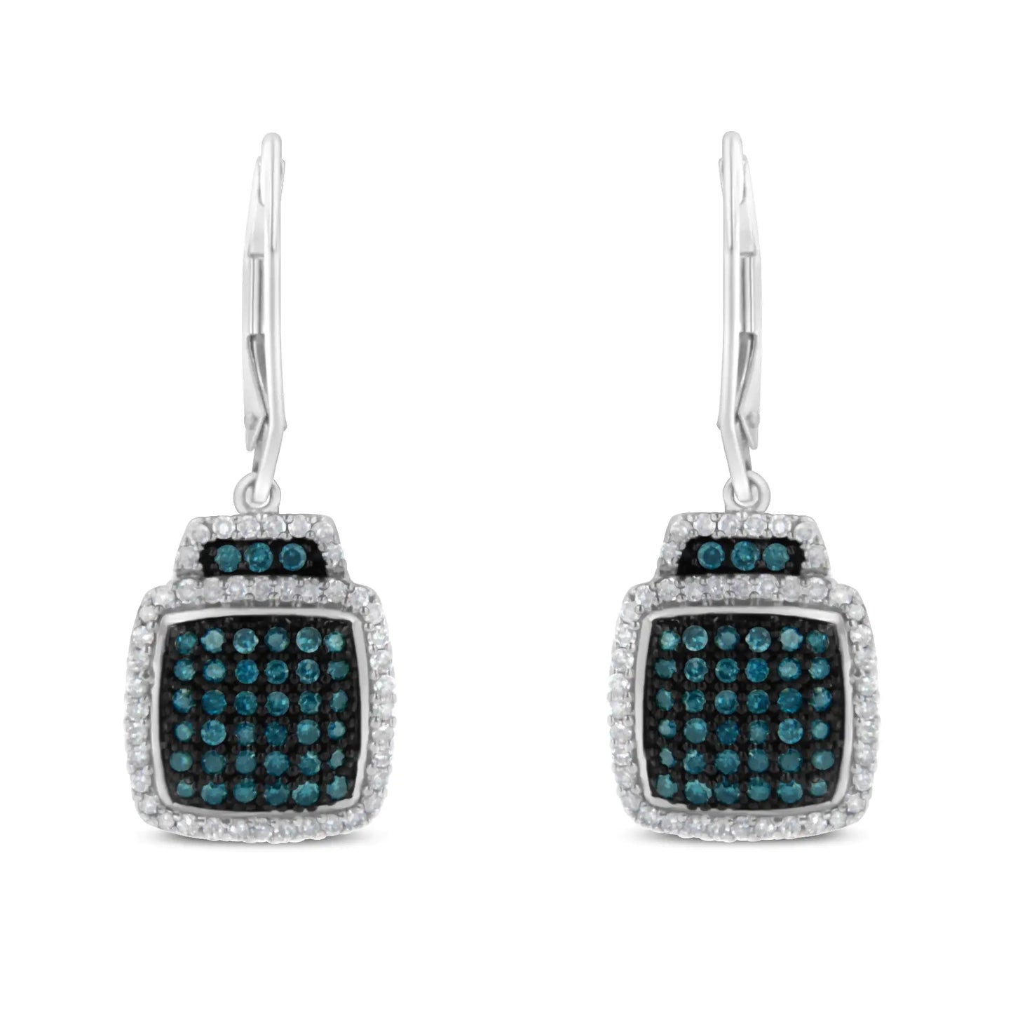 Black-Rhodium-Plated Silver Blue-and-White Diamond Earrings