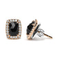 Rose-and-White Gold Diamond and Black Onyx Halo Stud Earrings