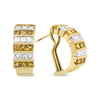 Yellow Gold Diamond and Sapphire Huggie Hoop Earrings