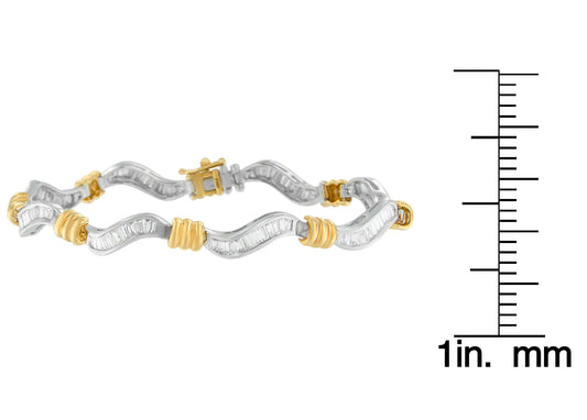 Two-Tone Yellow-and-White Gold Diamond Spiral Bracelet