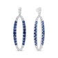 White Gold Round Blue Diamond and Light-and-Dark Blue Sapphire Openwork Oval-Shaped Dangle Earrings