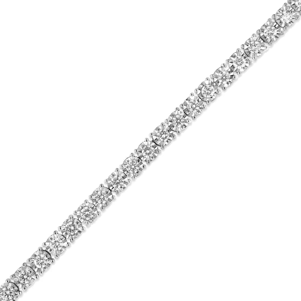 Silver Diamond Illusion-Set Miracle Plate Tennis Bracelet