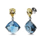 White-and-Yellow Gold Diamond with Pear-Cut Lemon Quartz and Cushion-Cut London Blue Topaz Dangle Earrings