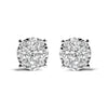 White Gold Lab-Grown-and-Natural Diamond Cluster Stud Earrings