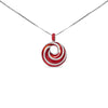 Silver Red Enamel and Diamond Endless-Swirl-Medallion Pendant Necklace