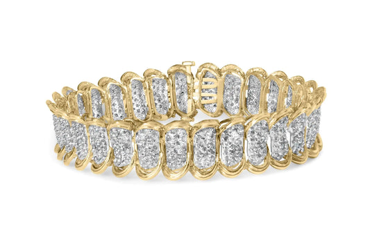 Yellow Gold Diamond Pavé Classic Link Bracelet