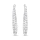 White Gold Round Diamond Curved Inside-Outside Hoop Earrings