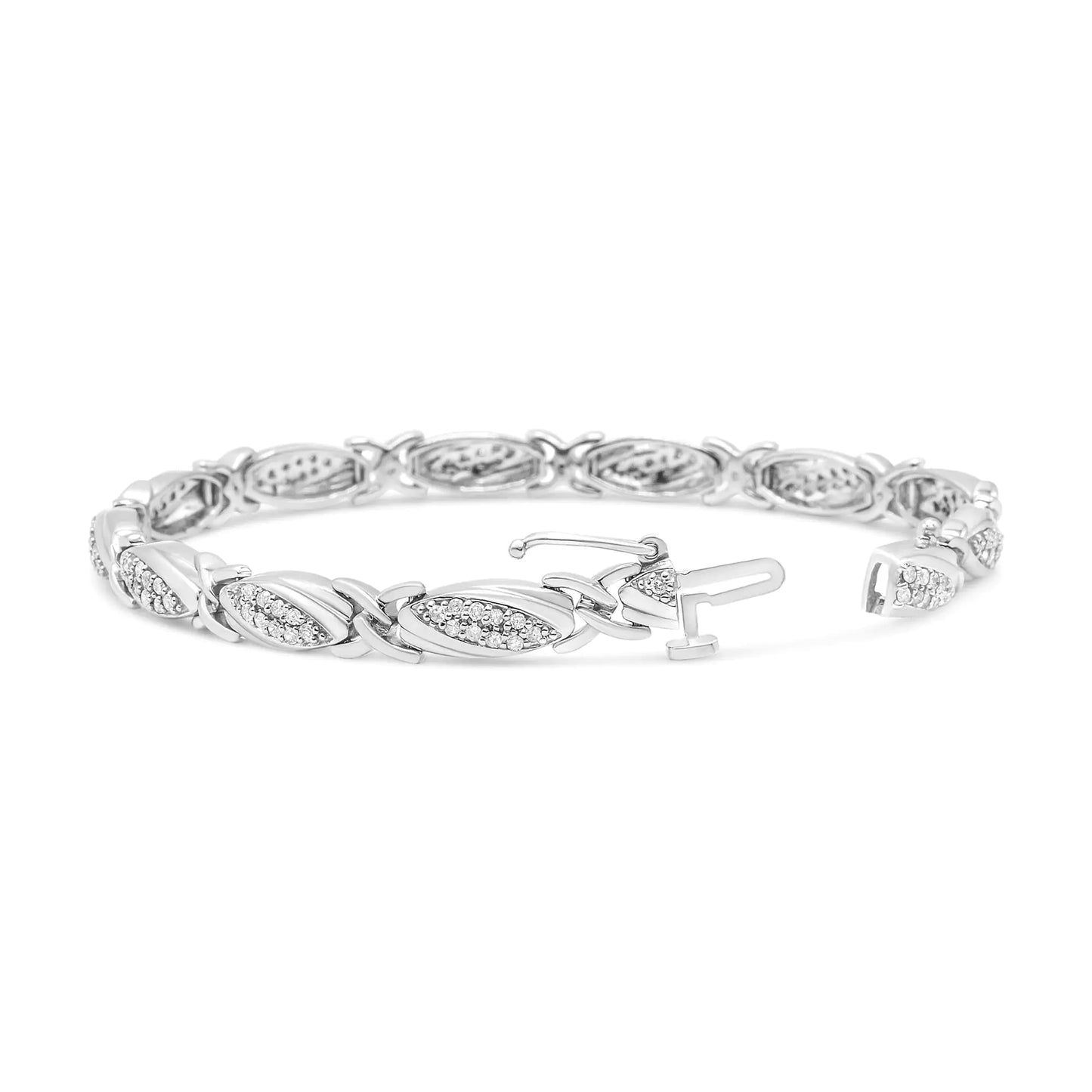 Silver Diamond X-Link Bracelet