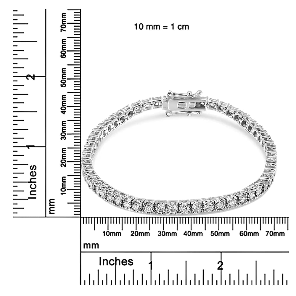 White Gold Miracle-Set Round-Cut Lab-Grown Diamond Illusion Tennis Bracelet