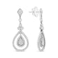 White Gold Round Diamond Openwork Teardrop-Shaped Dangle Earrings