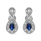 Silver Pear Blue Sapphire and Diamond Accent Infinity Drop Stud Earrings