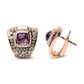 Rose Gold Diamond and Amethyst Geometrical Statement Stud Earrings