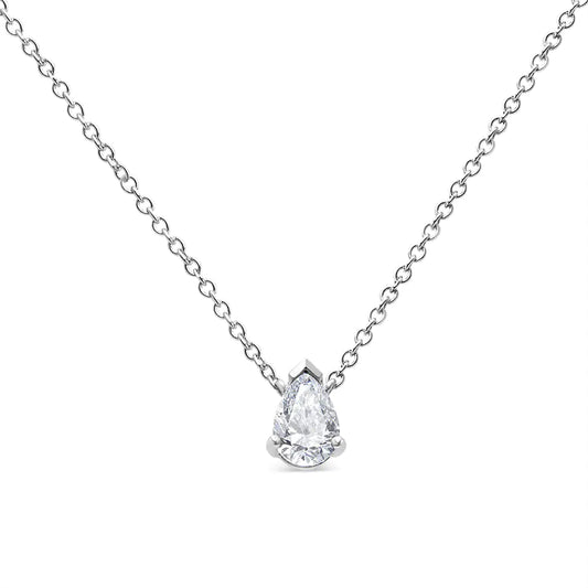 White Gold Diamond Pear Pendant Necklace