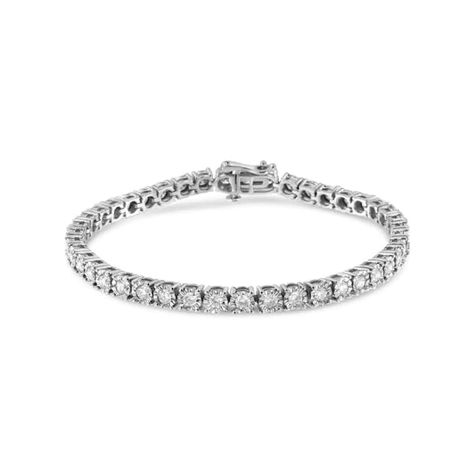 Silver Diamond Illusion-Set Miracle Plate Tennis Bracelet