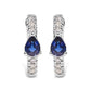 White Gold Pear Shaped Blue Sapphire and Diamond Huggy Hoop Earrings