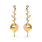 Yellow Gold Round Bezel Diamond and Ball-Shaped Yellow Citrine Gemstone Dangle Stud Earrings