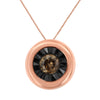 Black Rhodium over Rose Gold Diamond Two-Tone Miracle-Plate Solitaire Pendant Necklace